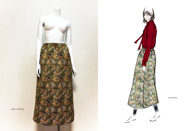 【1点もの・デザイン画付き】ゴブラン織りロングスカート(KOJI TOYODA)の画像1枚目