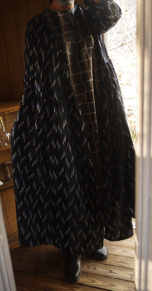 久留米絣2種からカシュクールワンピースの画像1枚目