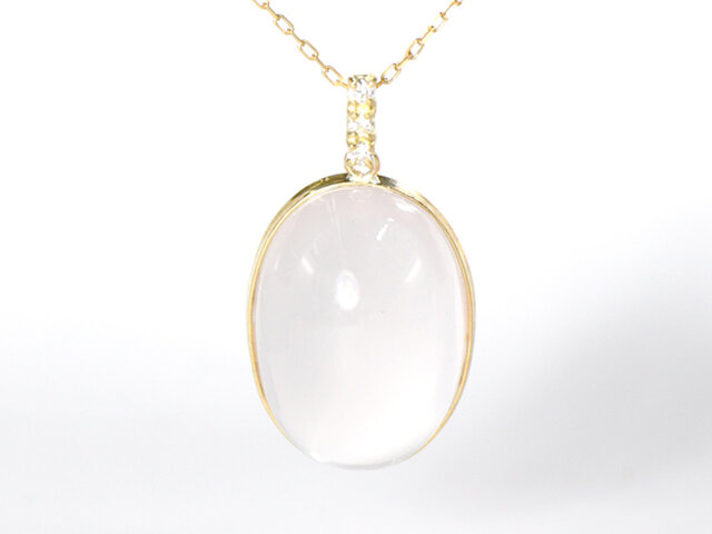 K18 大粒ローズクォーツ ダイヤ ペンダントトップ BS097CI | iichi