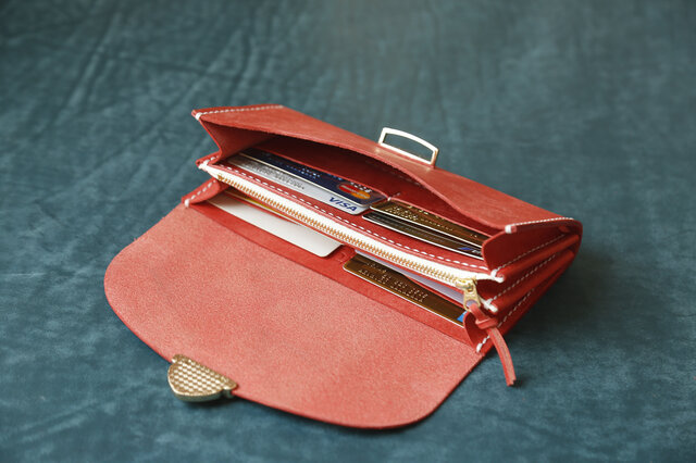 長財布 レディース 革 大容量 牛革手作り手縫い収納オルガン長財布 総