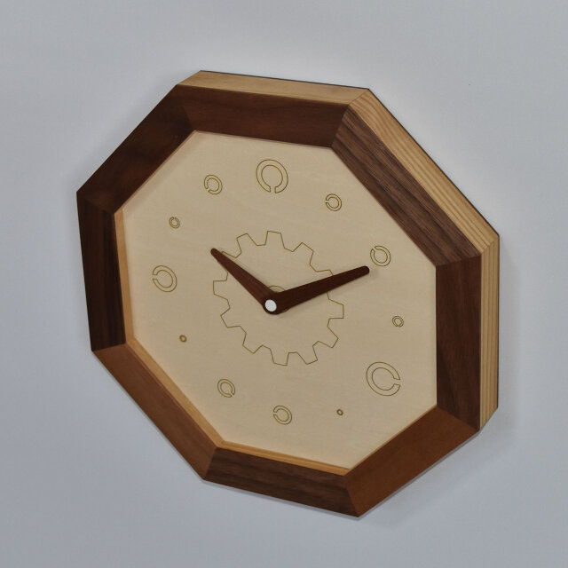 壁掛け八角時計 ウォールナット 視力検査時計 ランドルト環 | iichi