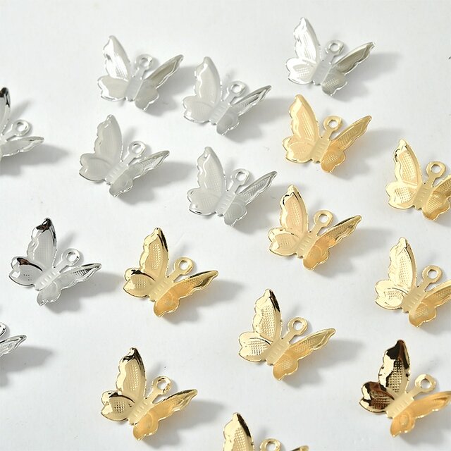 【4個入】小さな蝶々パーツ バタフライ 透かし ゴールド B004G ハンドメイド