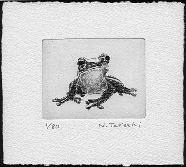 かえる・M/銅版画 (額あり） | iichi 日々の暮らしを心地よくする