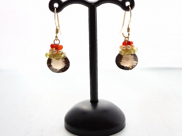 スモーキークォーツ＊コンケーブカット＊グロッシュラーガーネット