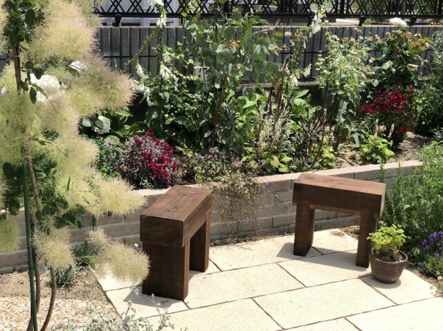 横幅50cm山の中の可愛い ベンチ 椅子 2脚セット 公園 古民家 防腐処理  