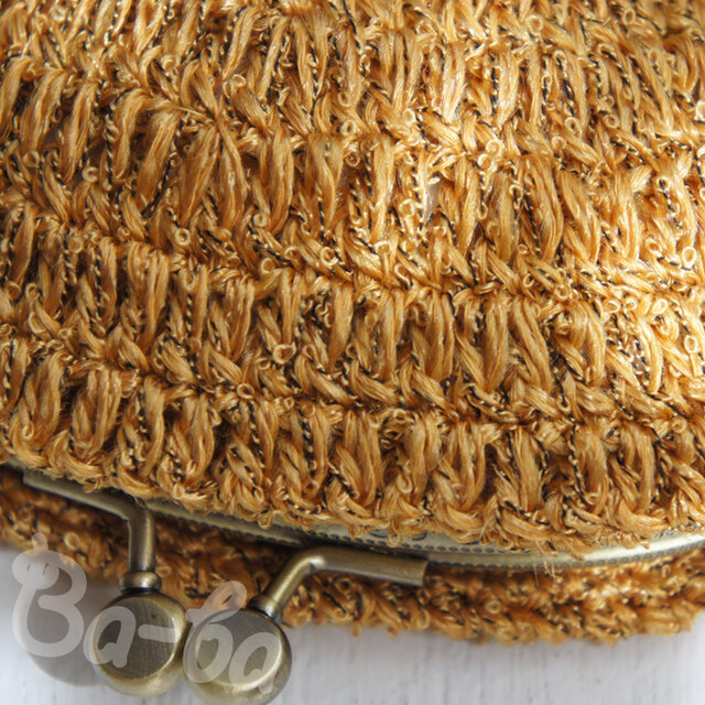 ばあば作☆長編みやわらかがま口（mustard・C1352）