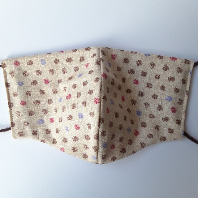 【布マスク】大人用　耳が痛くない　大きめ　息がしやすい　和柄　ベージュ