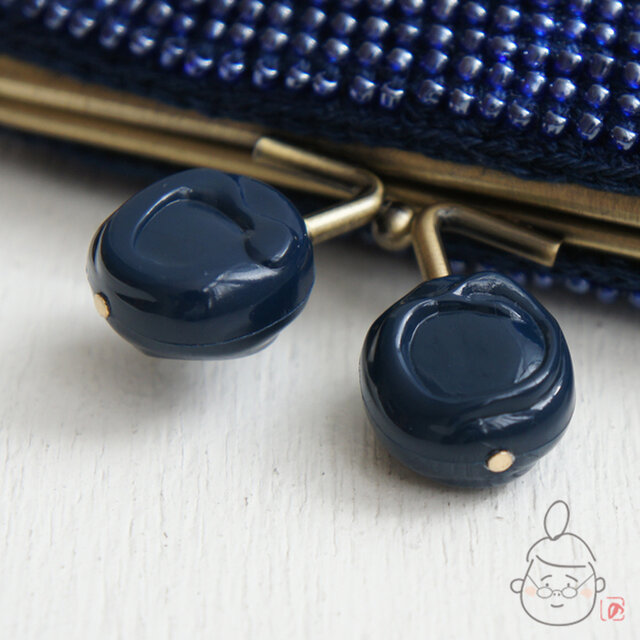 ばあば作☆☆さらに大きめ・ガラスビーズのがま口　(treats・1268)