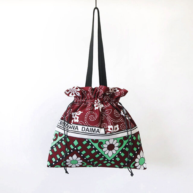 アフリカ布の巾着バッグ（カンガバッグ）トート 大きめ | iichi