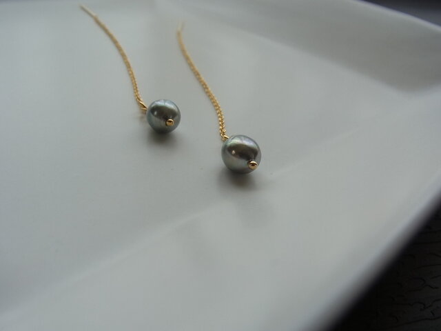 14kgf Vintage baroque pearls AChain pierceの画像1枚目