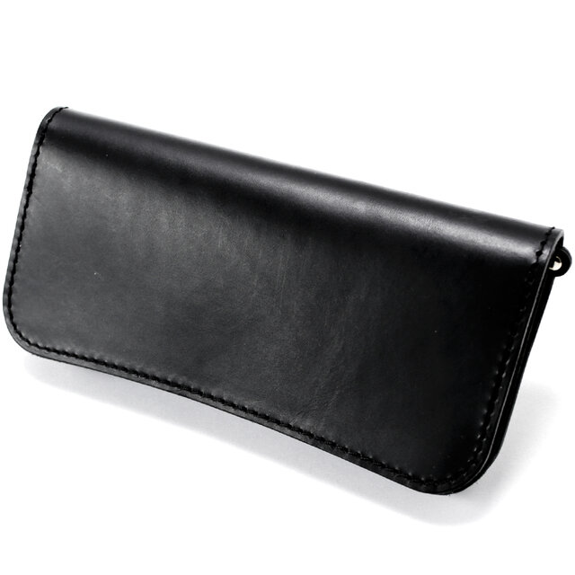 トラッカーウォレット190(ロング) 栃木レザーブラック 手縫い 長財布