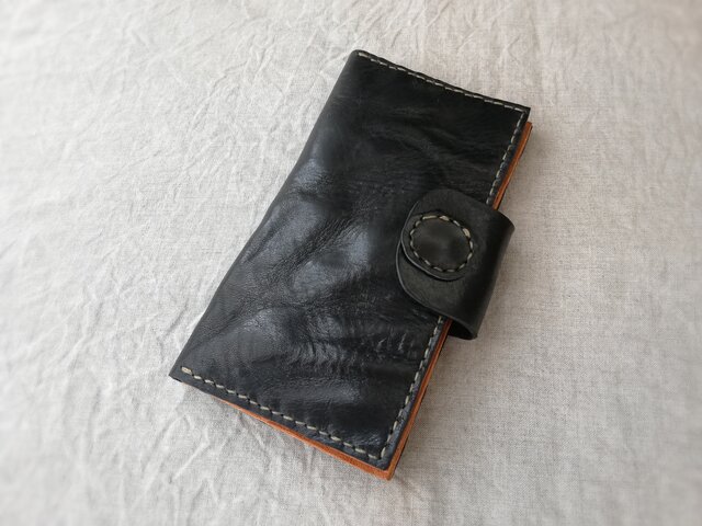 simple wallet オイルワックスレザー ブラックの画像1枚目