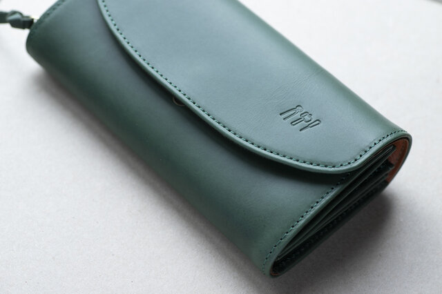 姫路産アラバスタレザー マチの大きいお財布 本革 グリーン じゃばら