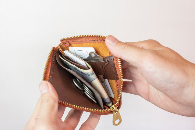 多機能スマートウォレット L字ファスナー財布 ミニ財布 牛革