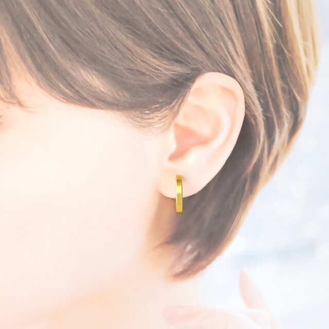 軽い〉〈痛くない〉〈挟むだけ〉2wayゴールドフラットリングイヤリング