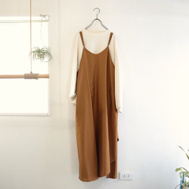cotton cupro wrapped camisole dress (leaves)の画像1枚目