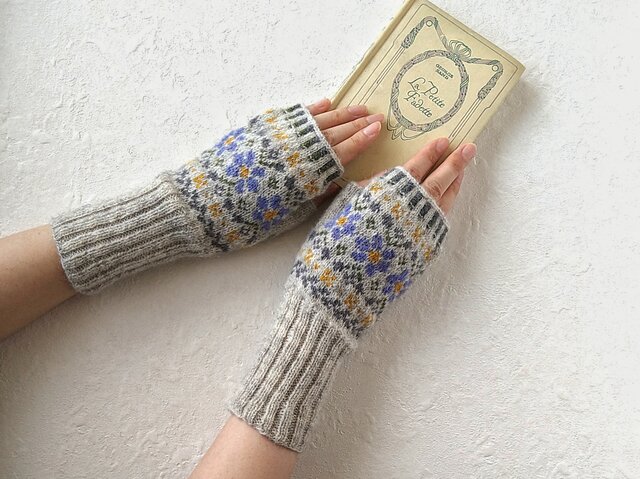フェアアイルアームウォーマー*marie・light gray*の画像1枚目