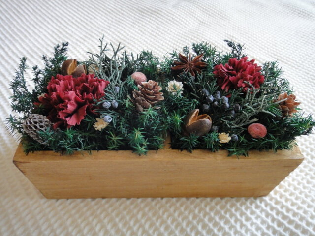 クランベリーカーネのX'masウッドBOXの画像1枚目