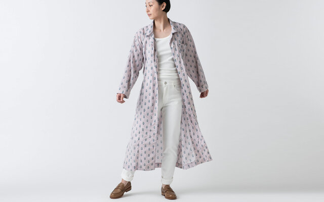 木間服装製作 / longshirt flower / unisex 1size / ロングシャツ・シャツワンピースの画像1枚目