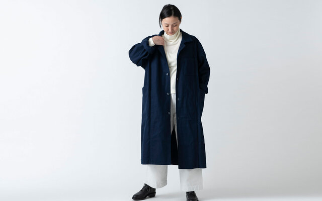 木間服装製作 / coat 帆布 ネイビー / unisex 1sizeの画像1枚目