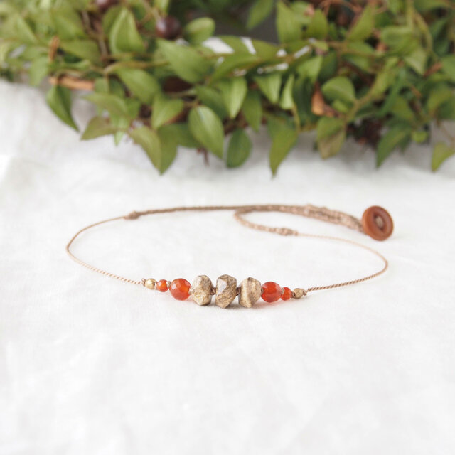 【Sale】Earth Short Necklace-Orange-の画像1枚目