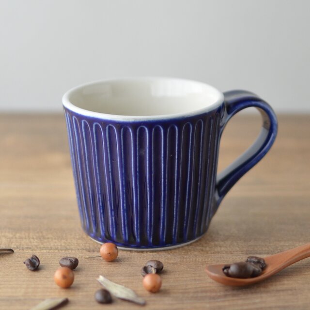 コバルトブルーしのぎのマグカップ