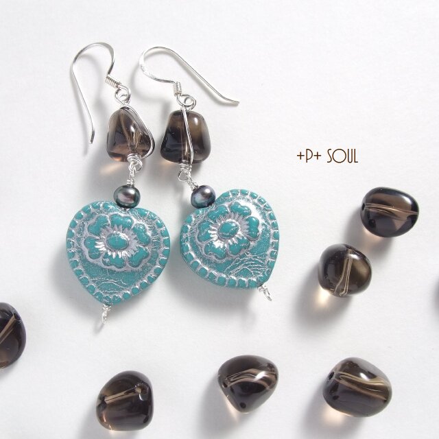 silver925 スモーキーheartピアス 【CH-483P】