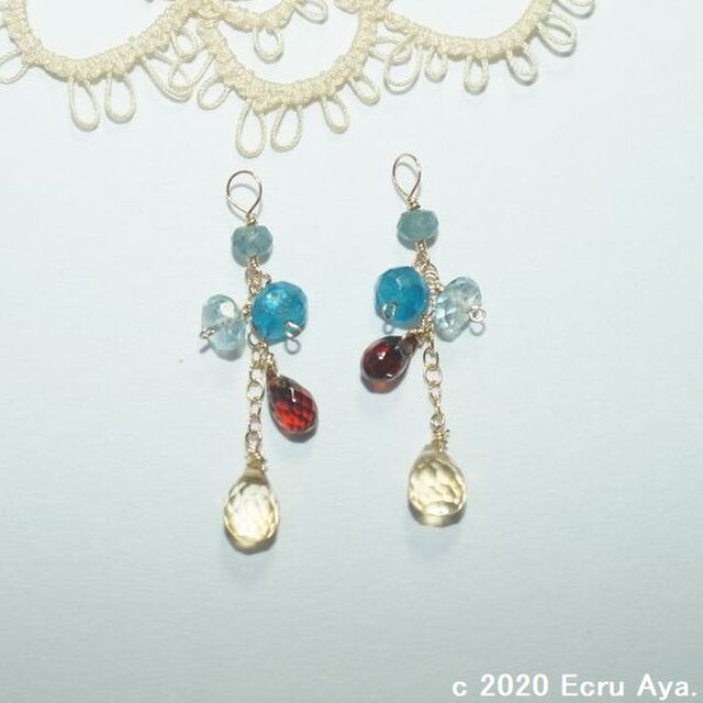 *充実した日々をおくる*シトリンがメインの秋色ピアスチャーム