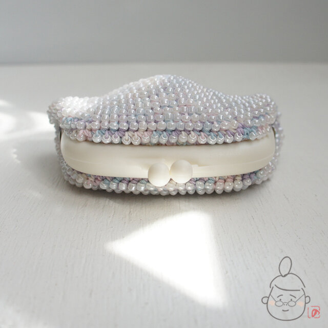 ばあば作☆☆ガラスビーズのプラがま（dawnpurple・1331）