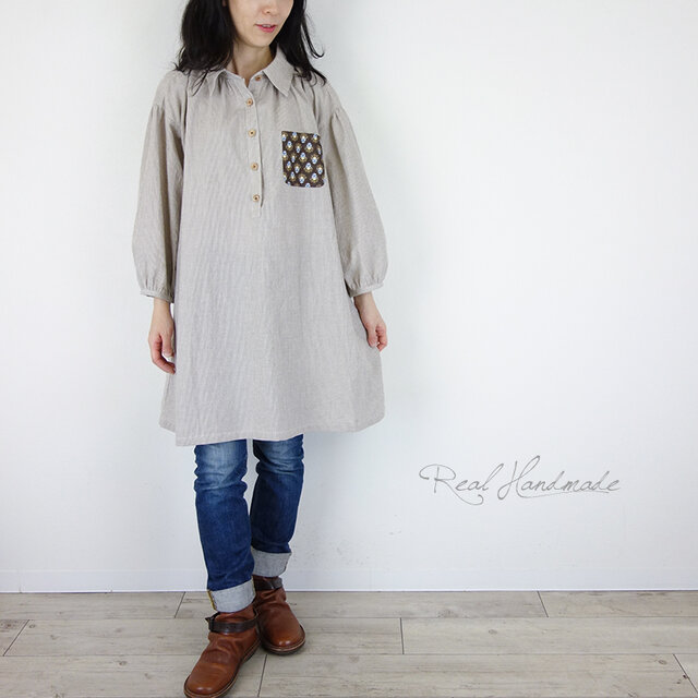 [予約販売]ワッシャーコットンリネンストライプドロップシャツ