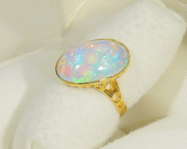 高品質オパールリング22号サイズ オパール ダイヤモンドリング OP 7.14ct D 0.24ct Pt900