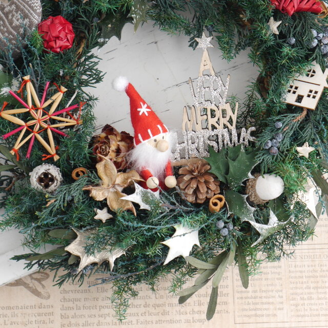 小人と手ぶくろのクリスマスリース(赤い小人） | iichi 日々の暮らしを