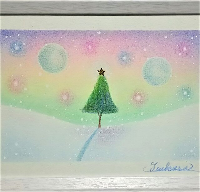 絵画 インテリア パステル画 額絵 クリスマスツリー a | glocalkhabar.com