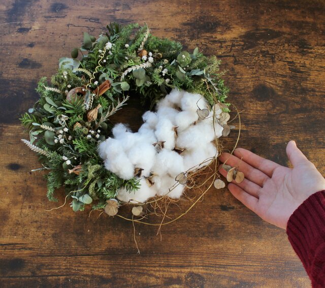 専用＊Winter＊コットン＆ハスの実　シックナチュラルなドライフラワーリース 専用＊Winter＊コットン＆ハスの実 シックナチュラルなドライフラワー