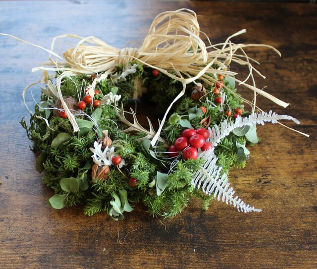 ドライリース ❤２６センチ位❤ ナチュラル❤クリスマス❤冬　ウィンター❤グリーン クリスマス】ノスタルジックなクリスマスリース 冬リース ナチュラル