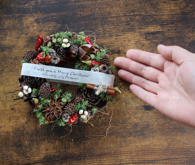 クリスマス】木の実のミニクリスマスリース 冬リース ナチュラル