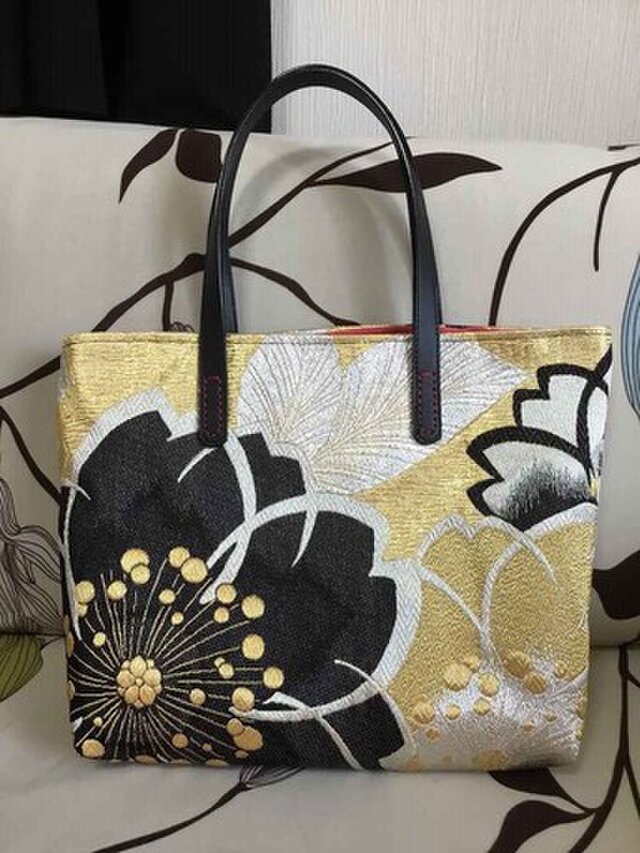 アンズルーム 正絹帯トートバッグ ハンドバッグ かばん 正絹帯 丹後ちりめん ポケット付き Iichi ハンドメイド クラフト作品 手仕事品の通販