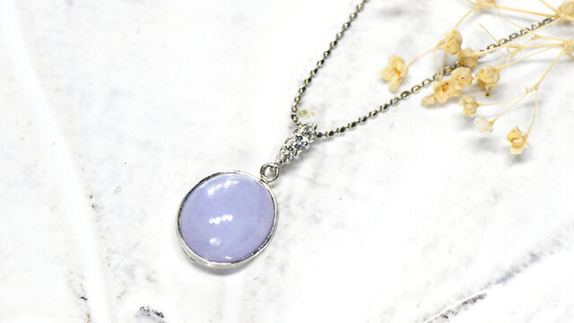 プラチナ900 ラベンダー翡翠×ダイヤ ペンダントトップ Pt900 BU061