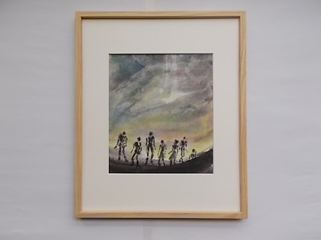 絵画 インテリア 額絵 墨と水彩のコラボ画 出発のとき | iichi 日々の