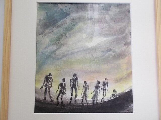 絵画 インテリア 額絵 墨と水彩のコラボ画 出発のとき | iichi