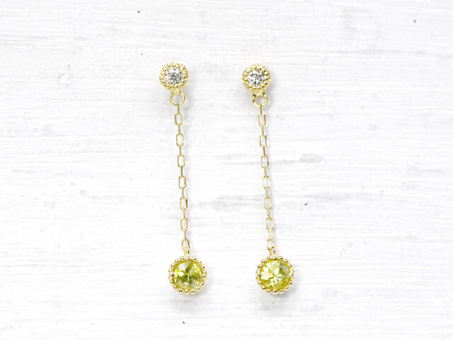 大特価！！K18 スフェーン&天然ダイヤモンド　ピアス K18 スフェーン ダイヤ ピアス BU071 | iichi 日々の暮らしを