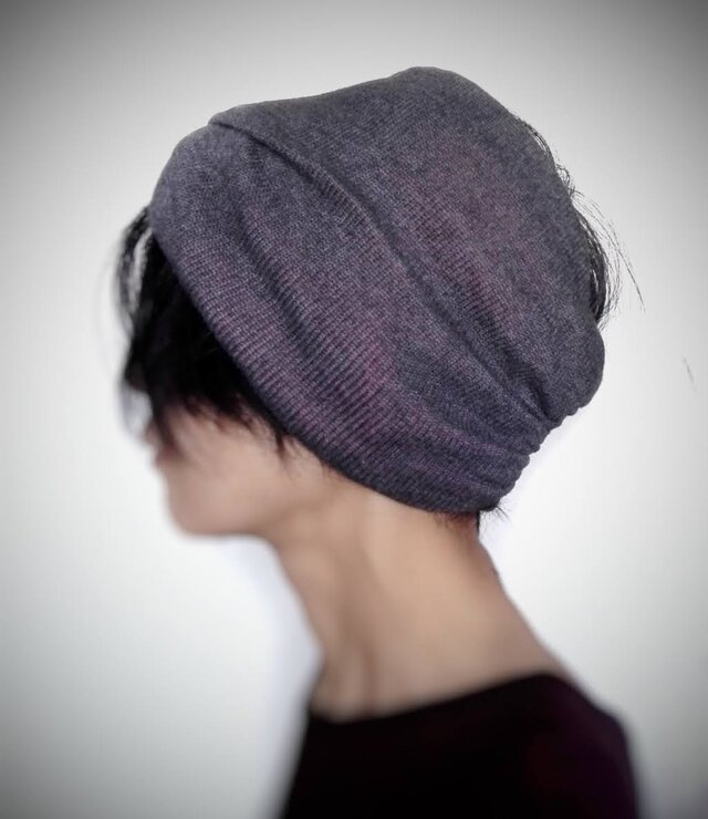 ターバンなヘアバンド　グレーニットワイド　送料無料