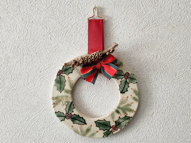 陶器のクリスマスリースの画像1枚目