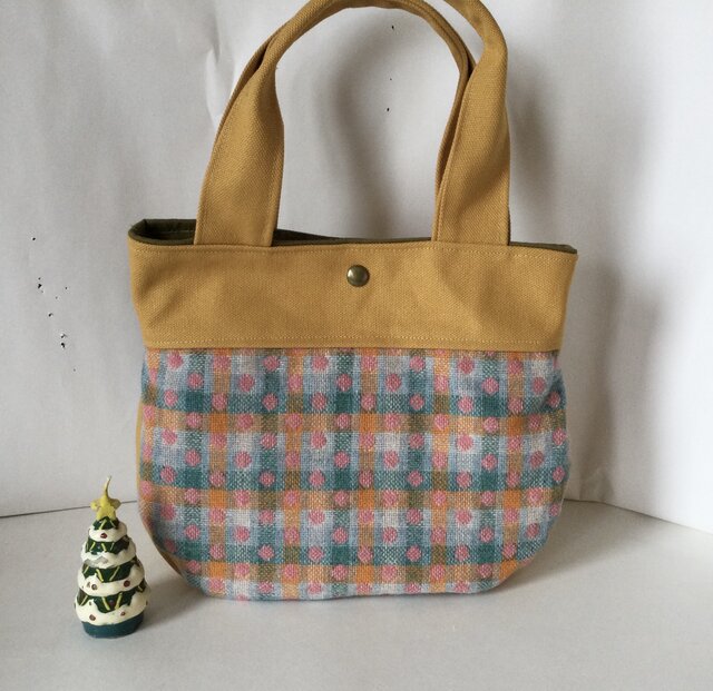 尾州ウール ８号帆布 ふわまるトートバッグ Iichi ハンドメイド クラフト作品 手仕事品の通販