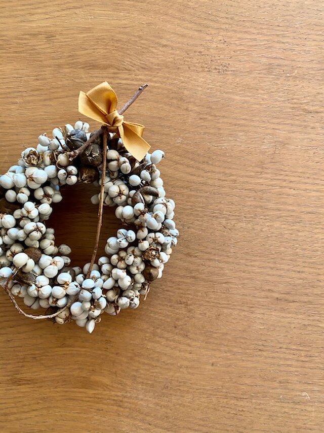 価格訂正　クリスマスリース１　南京ハゼの白いリース　