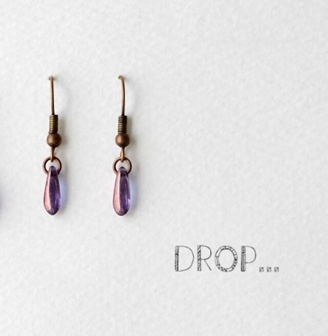 d121-BR27【ブロンズパープル】小さいチェコダガーのブロンズピアス（パーツ変更可能）