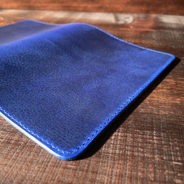 文庫本サイズ》レザーブックカバー（ブルー） | iichi 日々の暮らしを