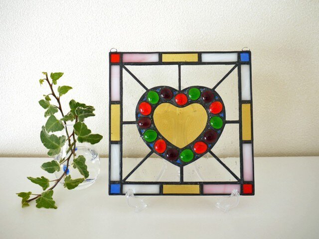 ステンドグラス ミニパネル ジュエルハート 15cm | iichi 日々の暮らし