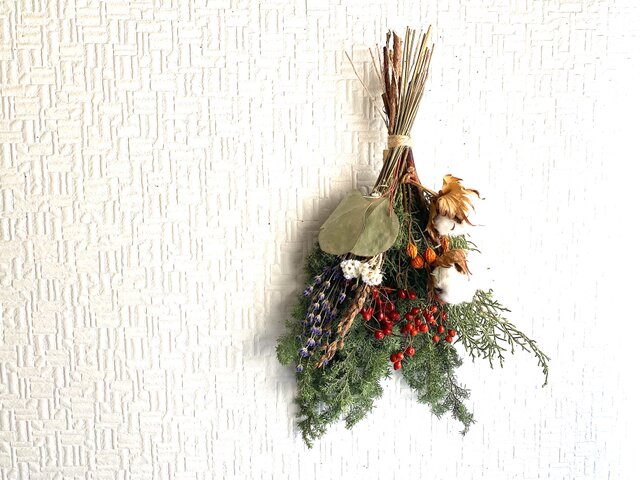 クリスマススワッグ ポポラス Mサイズ ユーカリ ローズヒップ | iichi