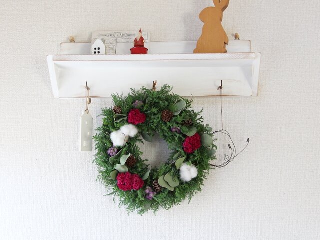 ケイトウとコットンのクリスマスリース | iichi 日々の暮らしを